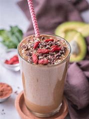 CHOCOVOCADO SMOOTHIE - Glass served.